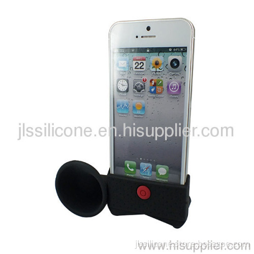 Black Silicone Horn Stand Amplifier Speaker For Iphone 5